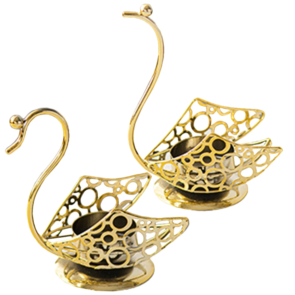 

2pcs Iron Holders Metal Ornament Decorative Holder Vintage Tealight Stand Desktop Candlestick For Wedding Home