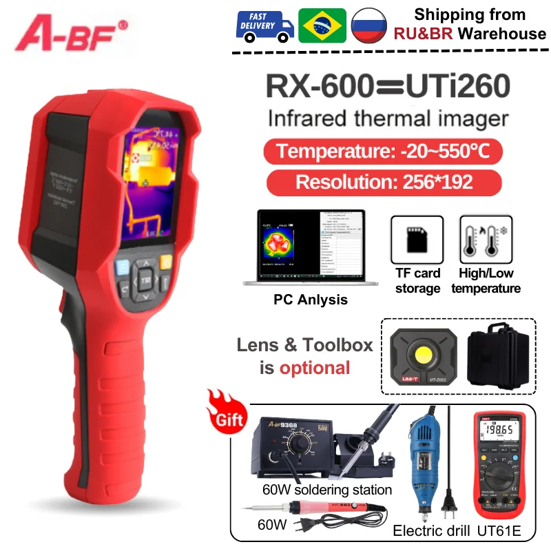 A-BF RX-600 UNI-T UTi260B termocamera a infrarossi circuito PCB test industriali costruzione termocamera per la riparazione