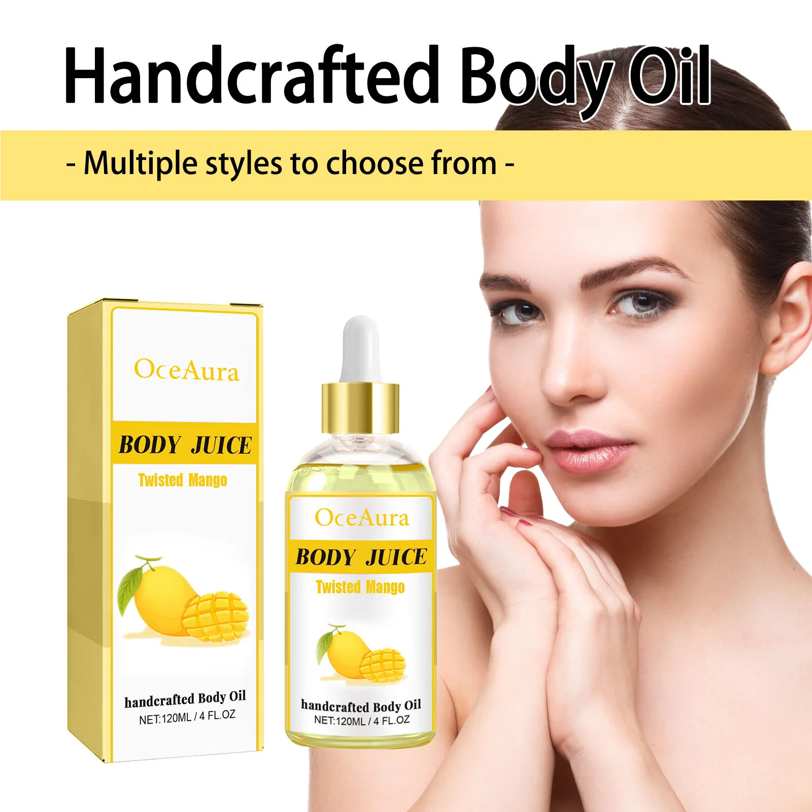 

OceAura 4oz Mango Body Care Oil Moisturizes, Hydrates, Relieves Fatigue, Moisturizes and Smooth Skin, Massage Essential Oil