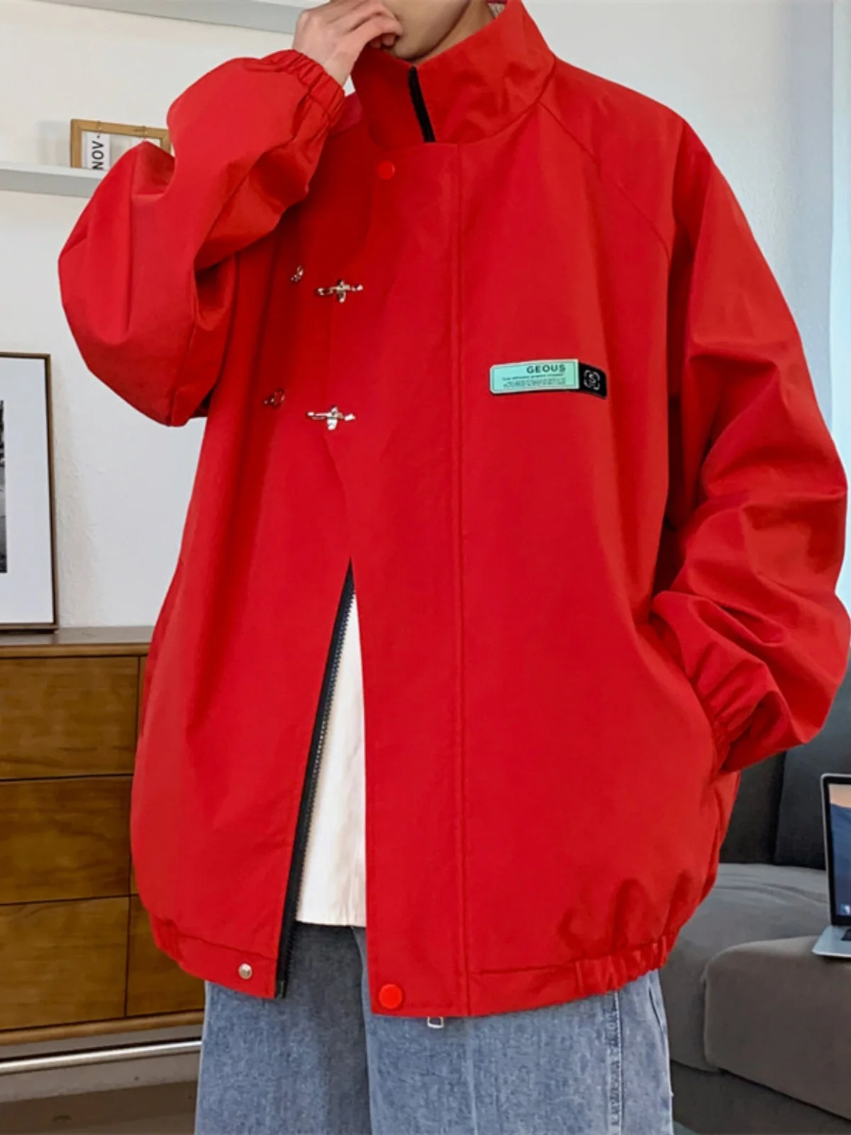 

Весенняя повседневная модная длинная куртка с воротником све све, мужская рабочая одежда Sli, весенняя верхняя одежда в американском стиле High Street