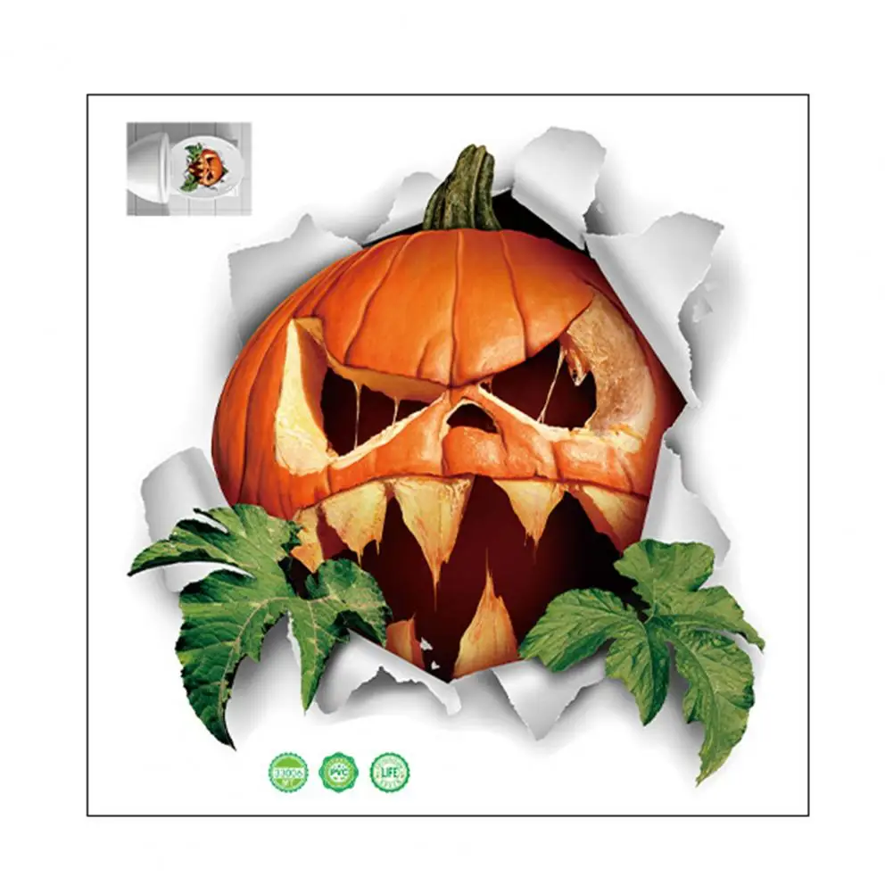 Toilet Sticker Waterproof Toilet Sticker Spooky Pumpkin Toilet Seat Decals Fun Easy Diy Removable Stickers for Halloween-themed