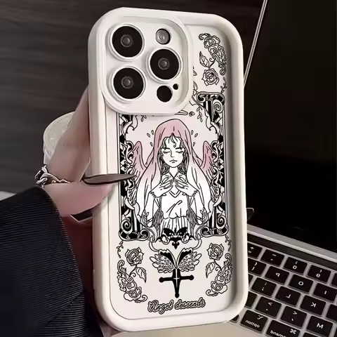 Starry Angel Y2K Matte Phone Case For Samsung Galaxy S23 S25 S24 Ultra S22 S21 FE Plus A54 A55 A53 A33 A35 A34 A16 A15 TPU Funda