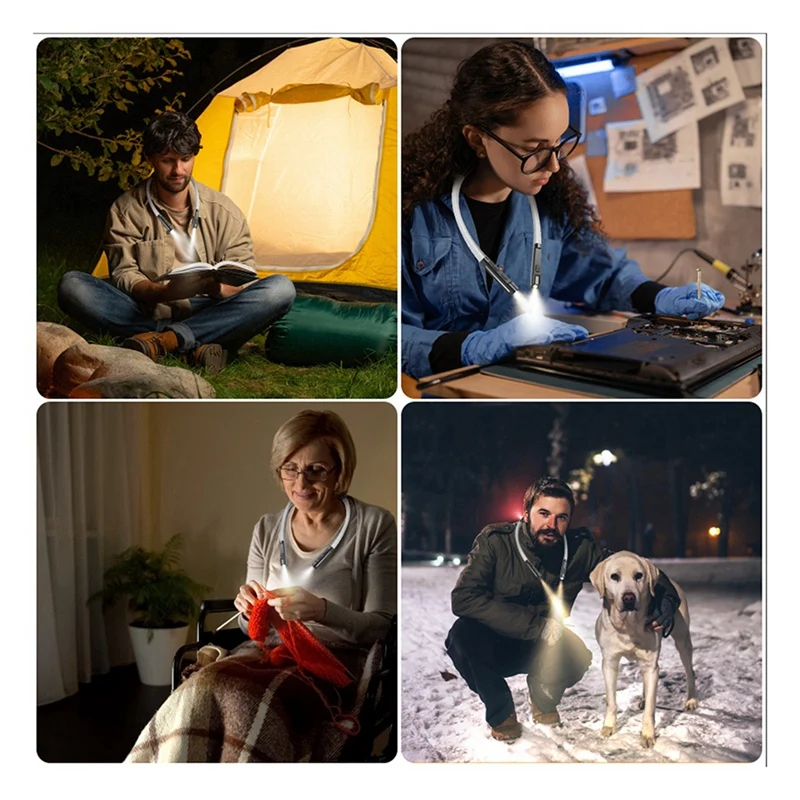 A50I LED Neck Book Light Portable LED Camping Reading Versatile Light Silicone Arms Neck Lights Reading Lamp