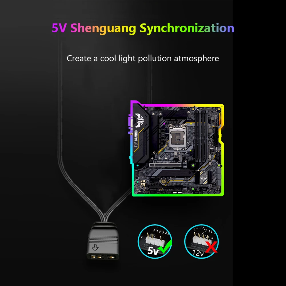 COOLMOON 5V 3Pin Fan HUB Splitter สายไฟต่อสายไฟสําหรับเมนบอร์ด