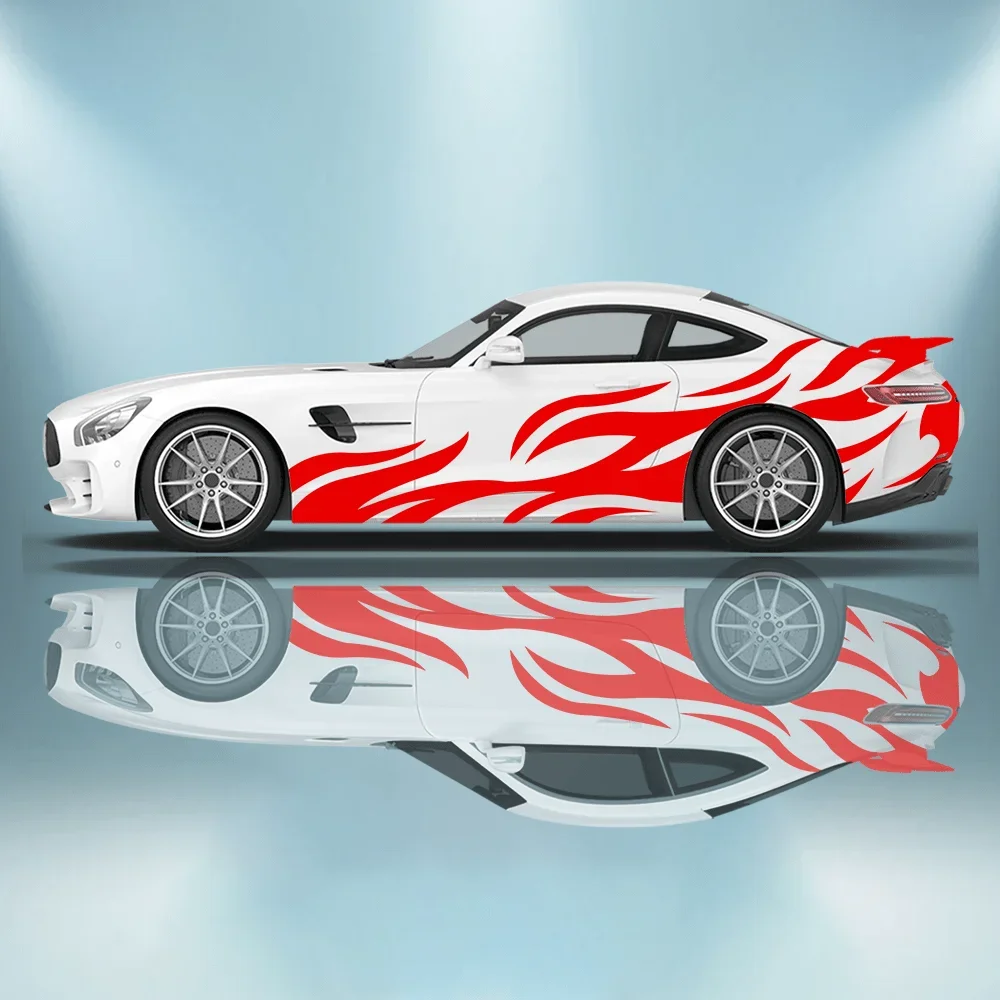 

Smooth and Silky Flame Lines Car Side Sticker Decoration Protection, Waterproof Self-adhesive Decal Auto Accessories Wrap Cover