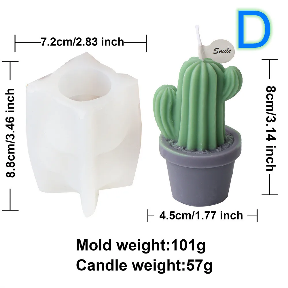 DIY Succulent Cactus Scented Candle Molds Cute Simulation Plant Cactus Scented Candle Plant Flower Soap Aromatherapy Crafts