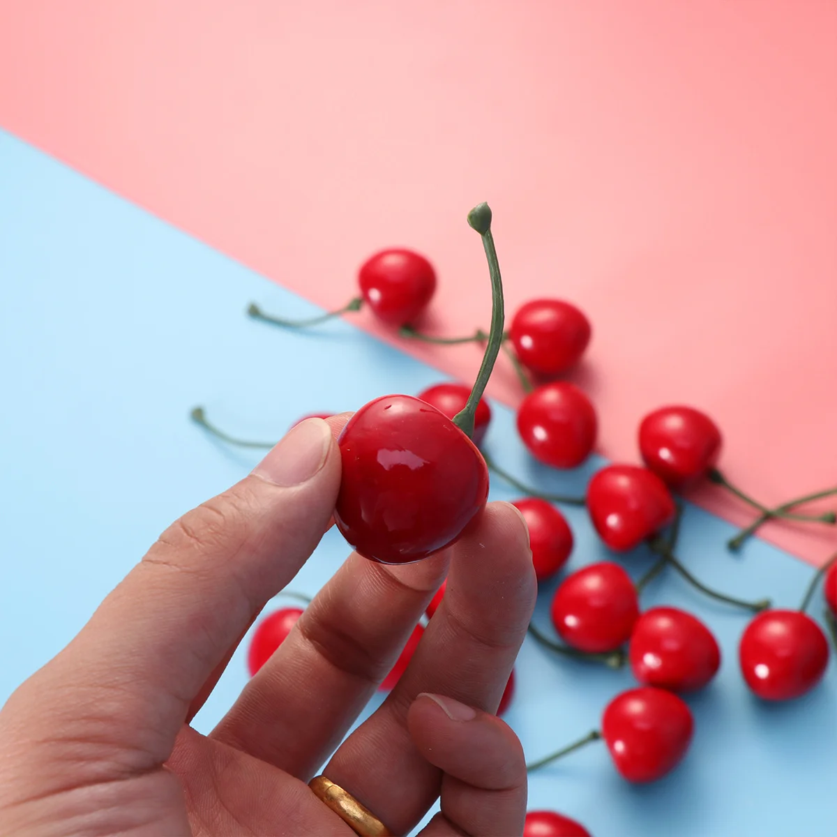 

24Pcs Lifelike Artificial Cherry Cherries for Home Decoration Film Set Photo Props Plastic Fruits Mini Decor