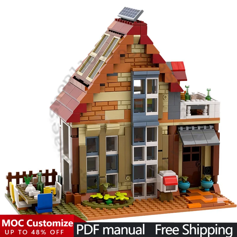 558 PCS 시티 엔지니어링 75980 - 4996 비치 하우스 MOC 맞춤형 모듈식 빌딩 블록 인기 창의적인 DIY 축제 장난감 선물