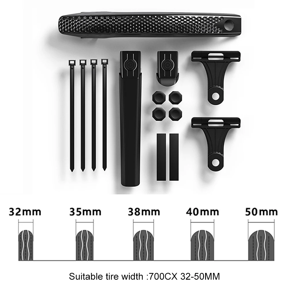 

Bike Tire Wheel Mudguard Adjustable Road Bike Wheel Fenders Lightweight Front & Rear Mudguard for Front Rear Wheels Below 50mm