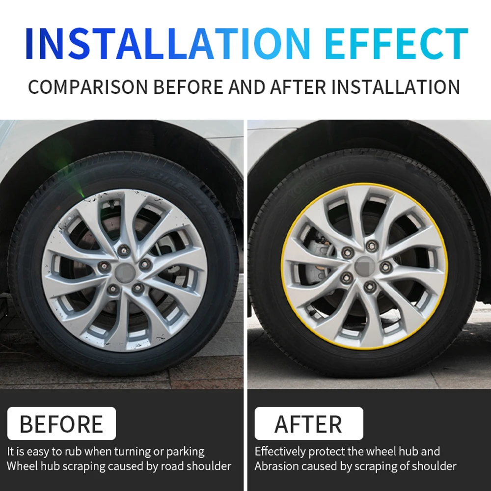 8 متر الإطارات محور حماية الوفير قطاع سيارة لون جنوط العجلات حماة عجلة السيارة شريط زخرفي العناية بالسيارات يغطي #3