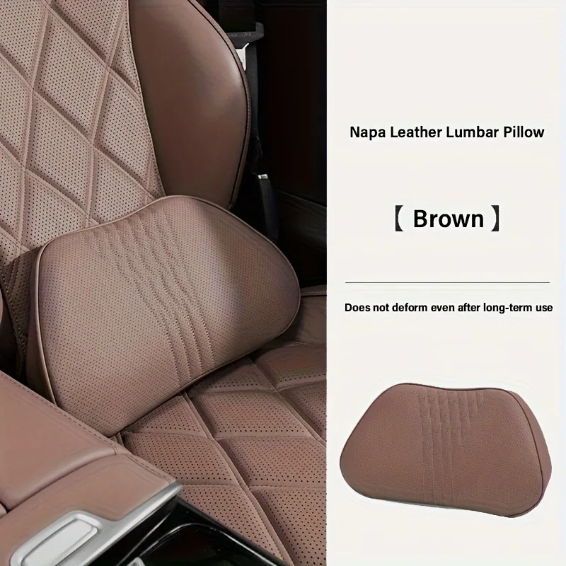 1 Stück Luxus-Auto-Nappa-Kopfstütze Nackenstützkissen Taillenkissen Komfortables Atmungsaktives Taillen- und Nackenstützkissen für Alle Jahreszeiten – Detail 11
