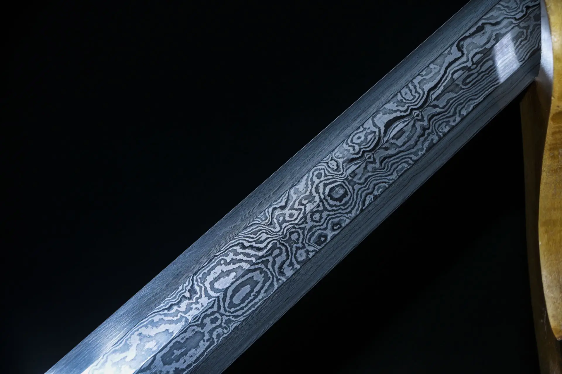 85cm Genuine Chinese samurai katana, ebony sheath Damascus steel sharp blade, a unique gift for medieval ninja martial arts Full
