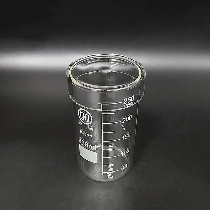 HUAOU Beaker in tall form, Flat mouth with flat cover, Capacity 50mL-3000mL, Laboratory beaker, Borosilicate glass, GXWZSB