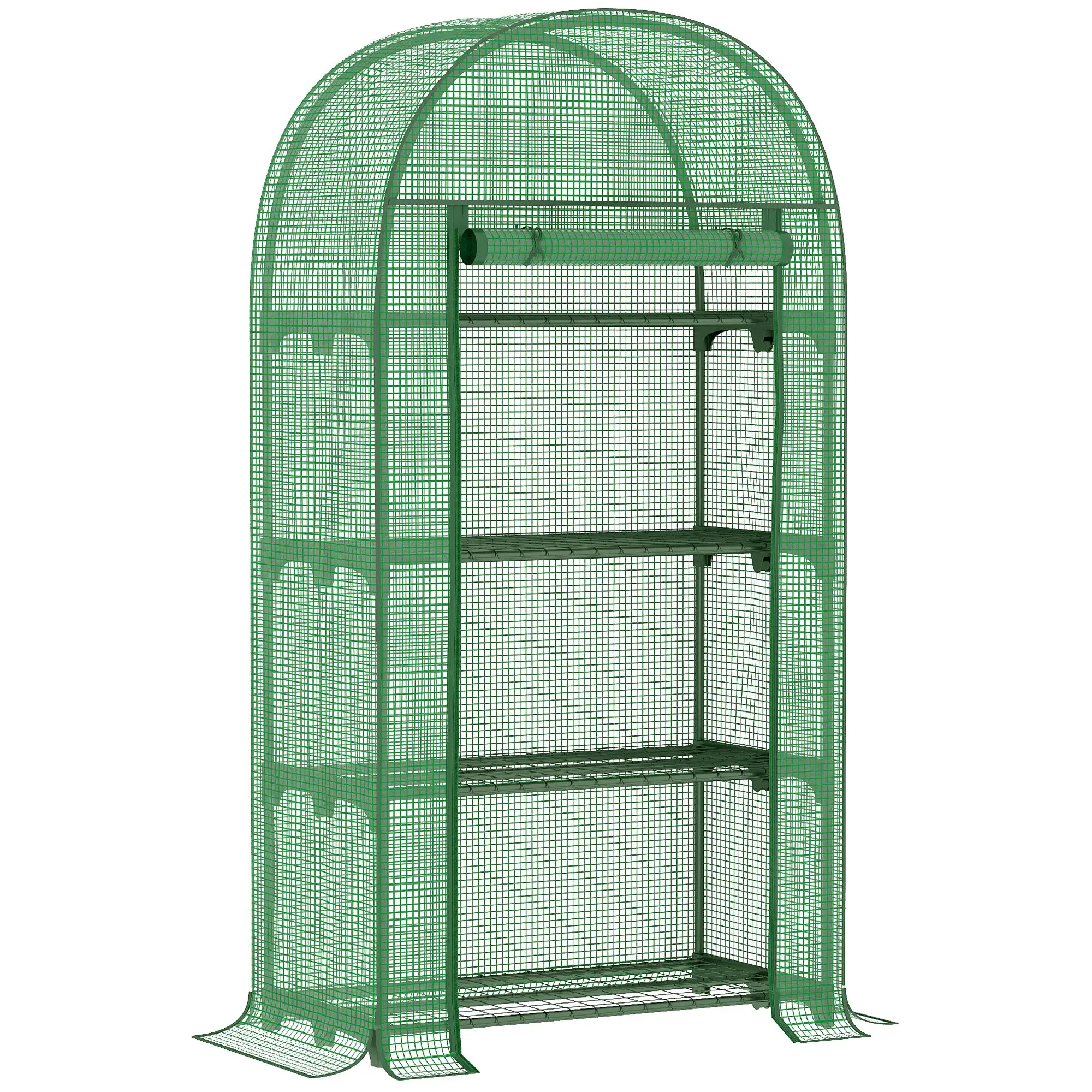 Outsunny garden greenhouse with 4 shelves and roller door 80x49x160 cm