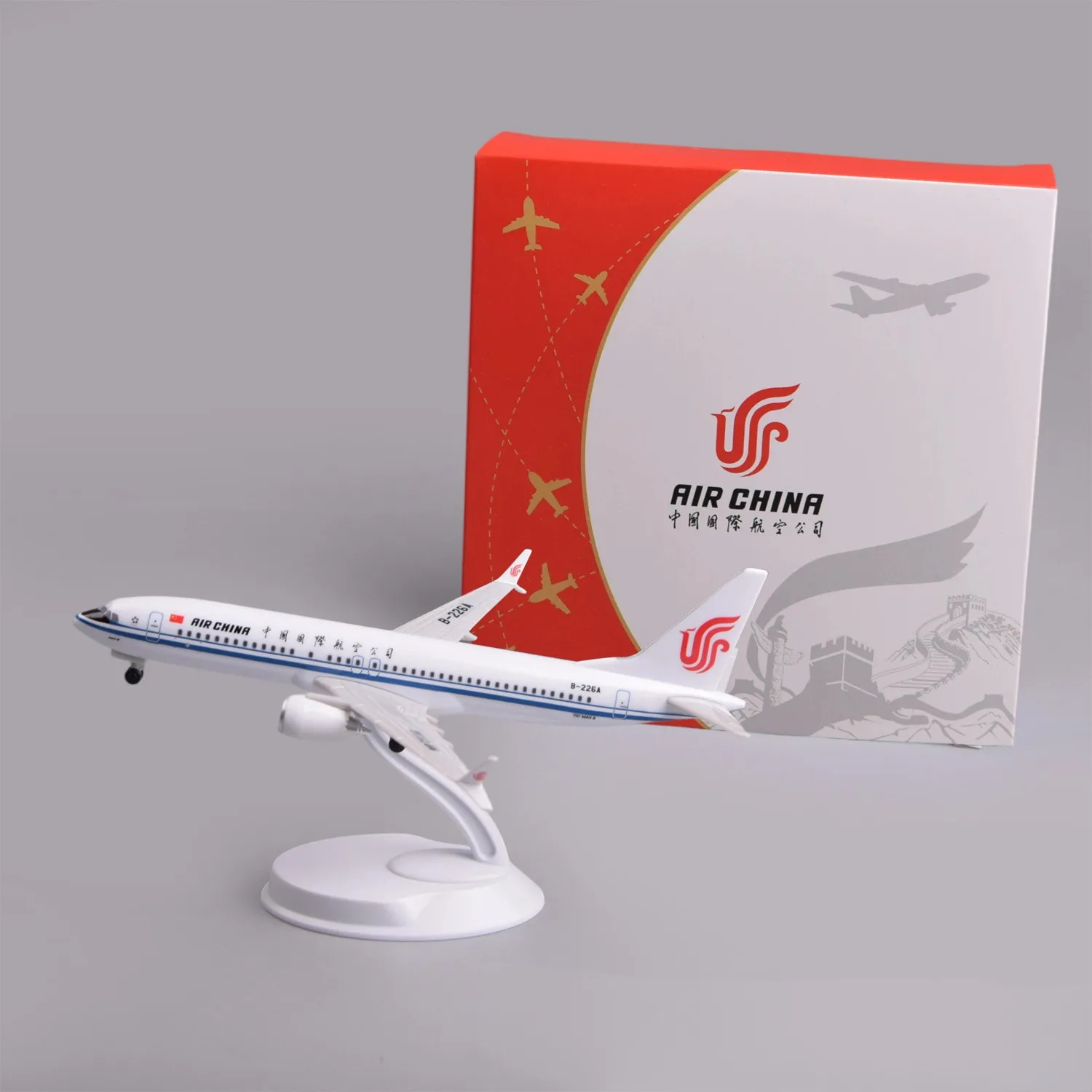 20cm Plastic Model Plane Air China B737max8 Collectible Aircraft Model Kit with Stand for Aviation Enthusiast Gift or Plane Toy