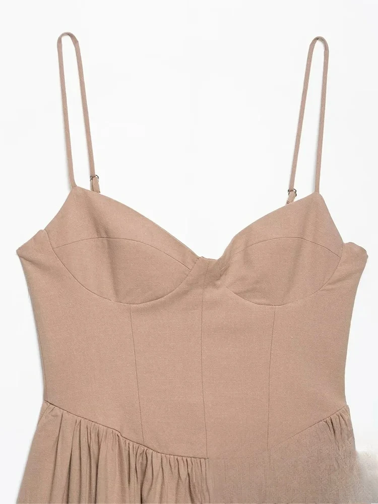 เดรสลำลองสไตล์ชิคสำหรับผู้หญิง แบรนด์ KONDALA แบบเรียบง่าย ไม่มีแขน แต่งระบาย ซิปด้านหลัง เหมาะสำหรับวันหยุดฤดูร้อน ชุดเดรสยาวแฟชั่น 2025 ชุดเดรสชายหาดฤดูร้อน