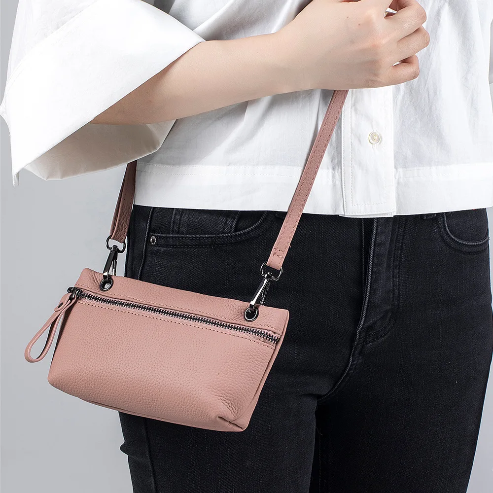 Leather Women's Mobile Phone Bag Mini Underarm Bag Cowhide Purse and Handbags Luxury Crossbody Bag for Women