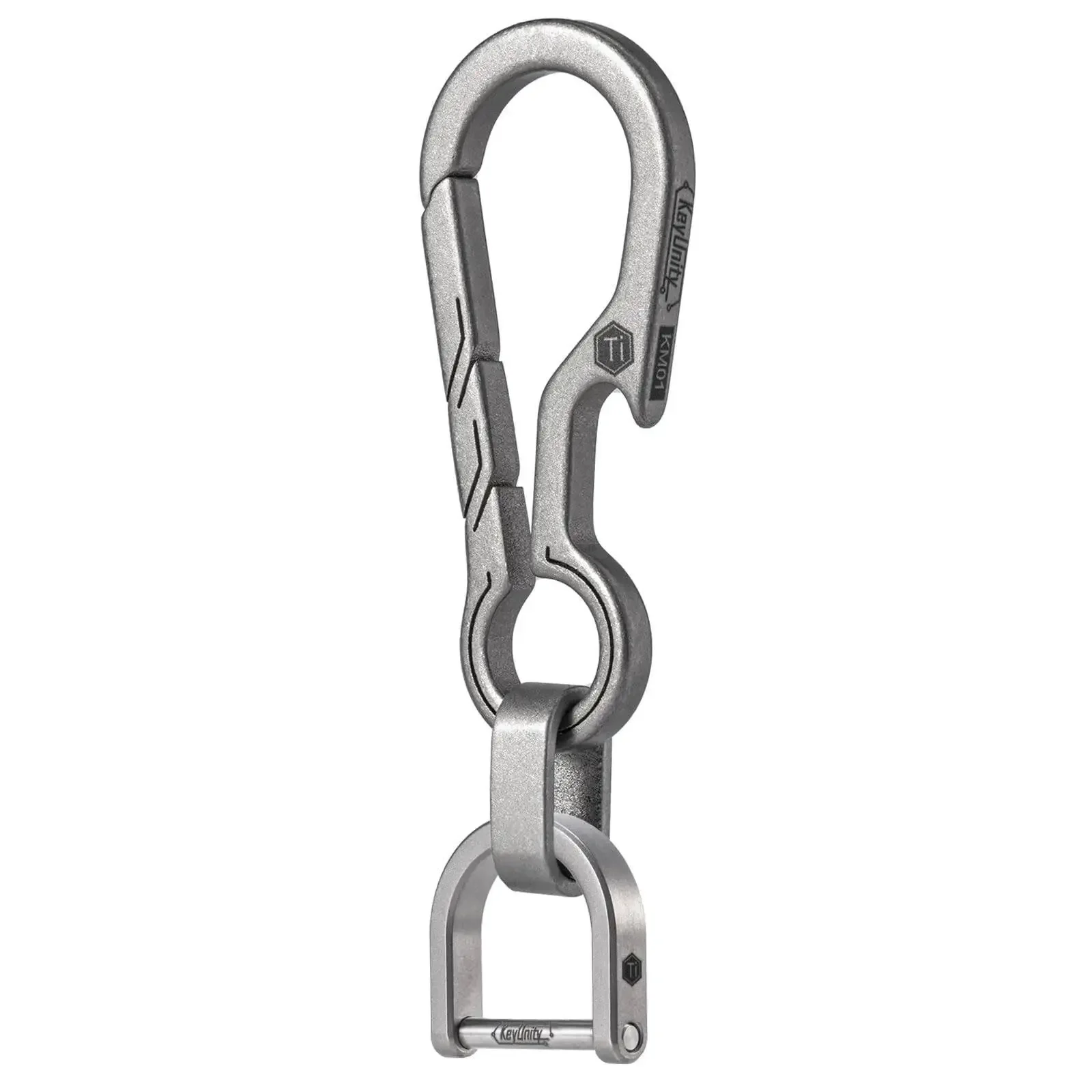 KeyUnity KM15 Titanium EDC Keychain Clip with Bottle Opener, Quick Release Carabiner Key Ring Holder for Men