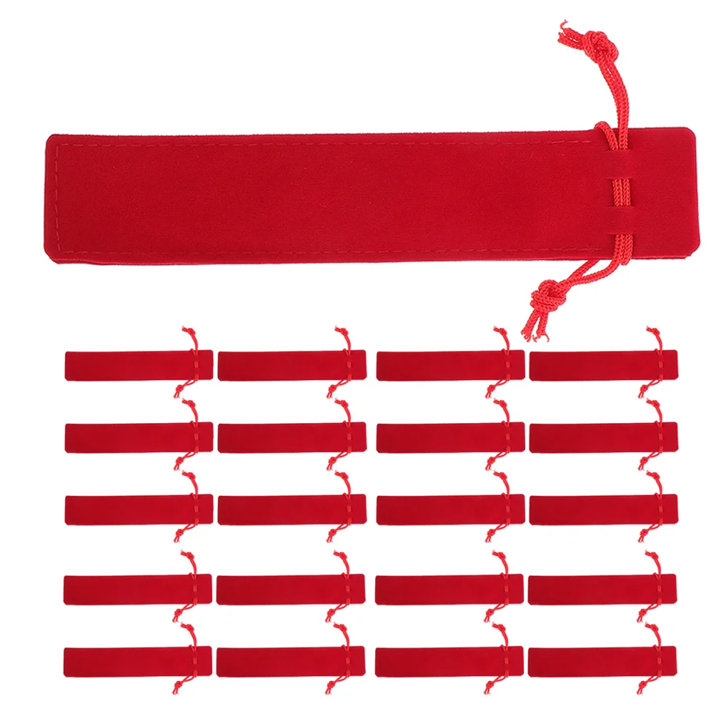 

25Pcs Pen Pouch Drawstring Bag Sleeve Holder for Pens Markers Office School Supplies Red Pen Case Pencil Holder Pouch