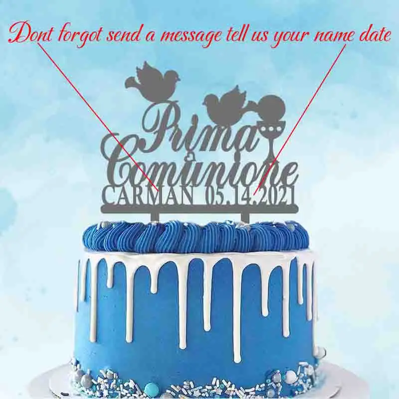 Custom Name Date Italian Prima Comunione For Italy Kids First Communion Party Cake Decoration Topper