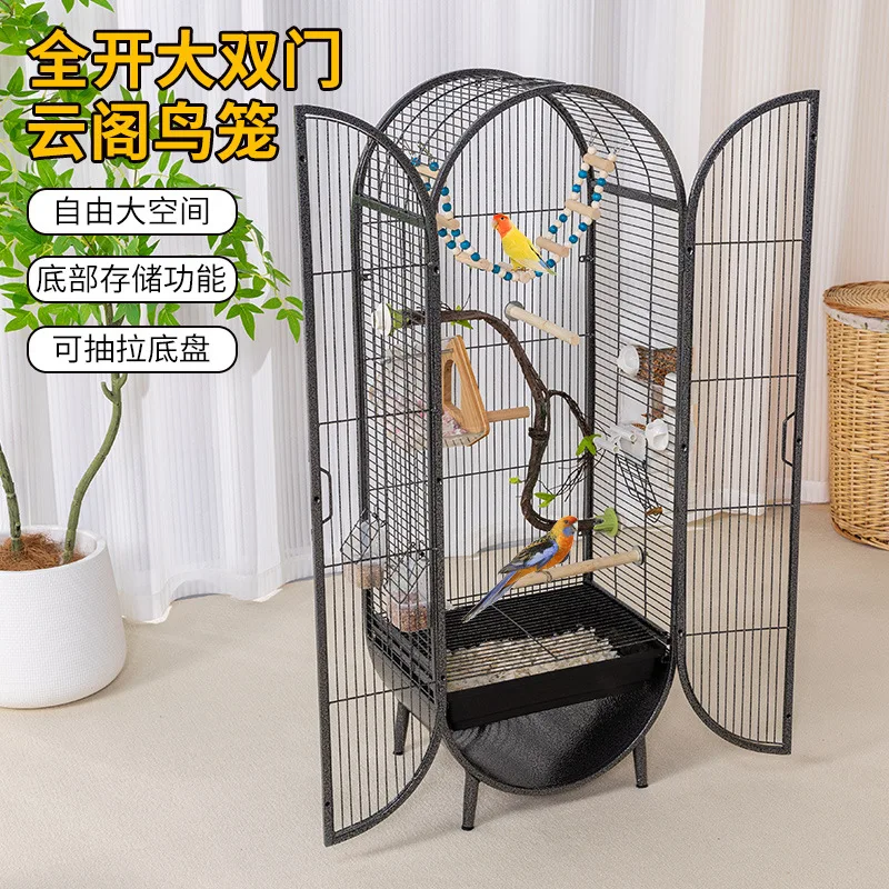 Factory Direct 2026 Bird Cage Bird Villa Tiger Skin Parrot Bird Cage Mysterious Phoenix Peony Wenniao Large