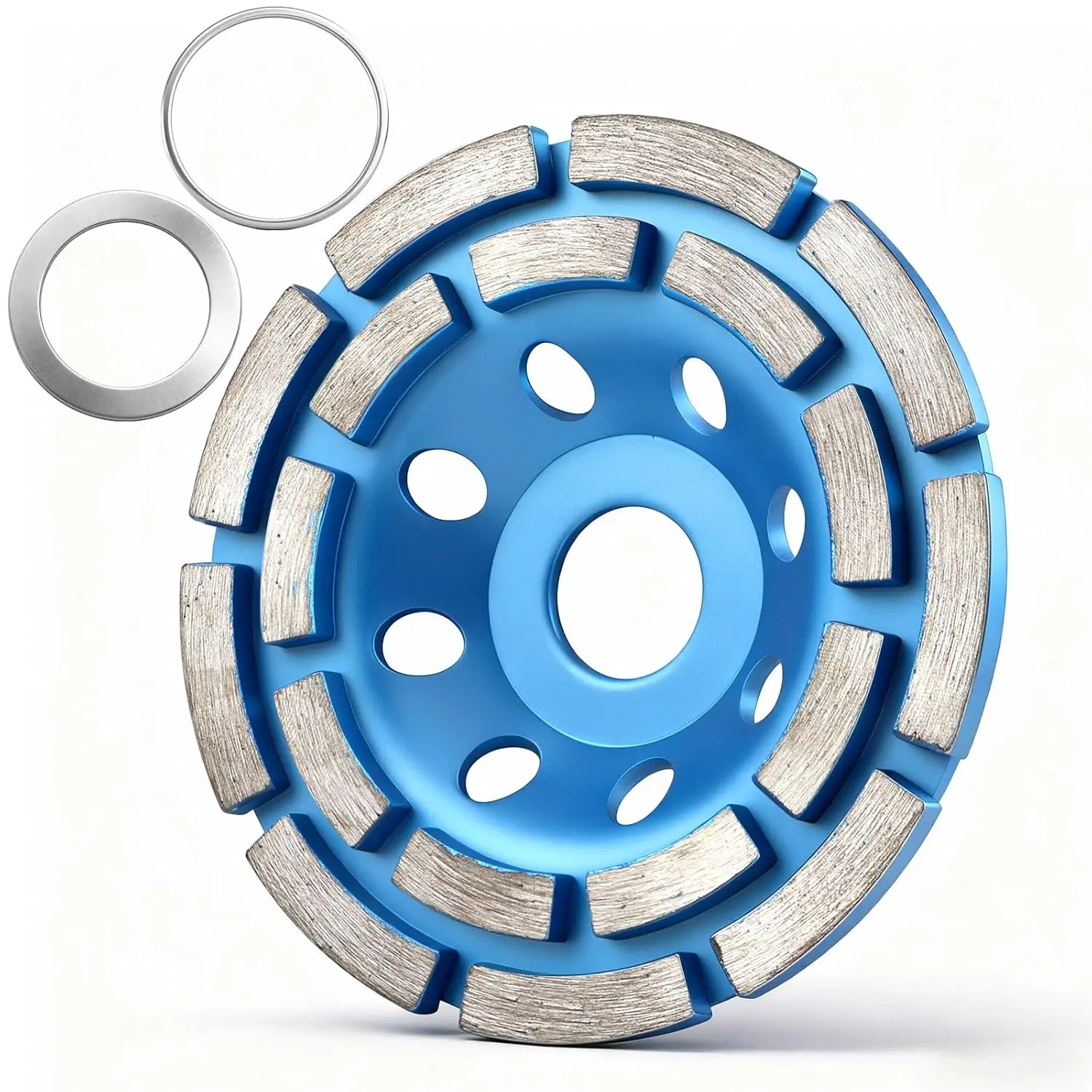 

4-1/2" Diamond Grinding Wheel, Double Row Cup Disc for Concrete, Stone, Granite - Fast Removal with 7/8" to 5/8" Adapters
