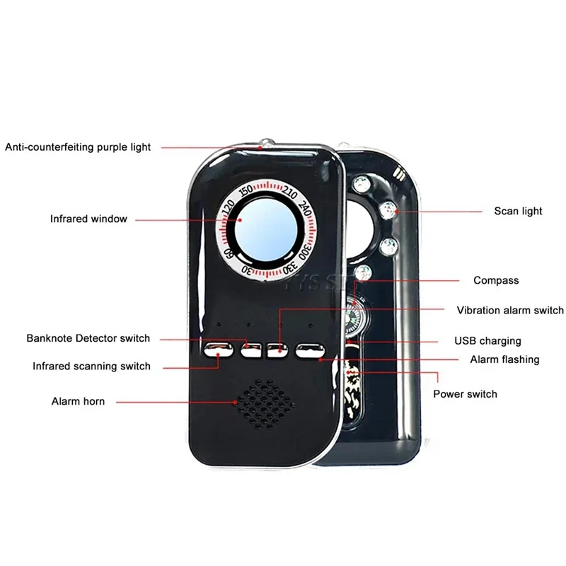 Anti Spying Gadgets Mini Hidden Camera Detector Car GPS Tracker Bug RF Signal Finder Hotel Security Protection Device Dedektör