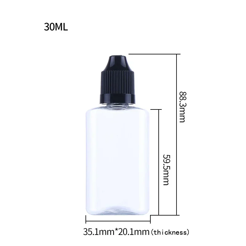 10 Pz Portatile 30 ml Forma Piatta PET Bottiglie Contagocce di Plastica Vuote Bottiglie di Acqua per Occhi Liquidi con Tappo a Punta Lunga Contenitori di Olio per Succo