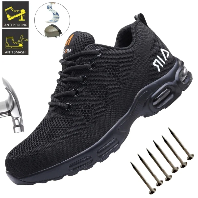 

Air Cushion Work Safety Shoes For Men Boots Breathable Work Sneakers Steel Toe Shoes Anti-puncture Male Safety Protective Shoes