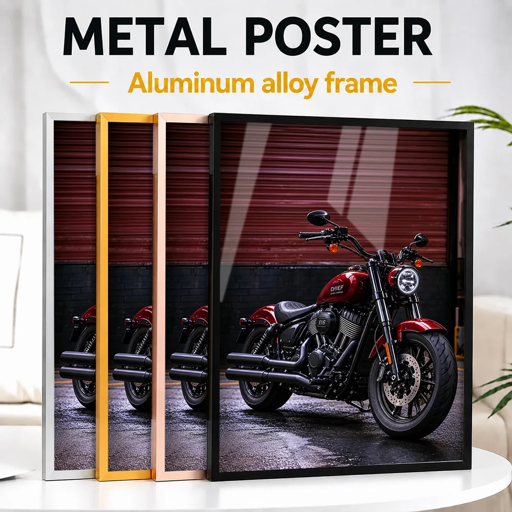 American Chief Dark Horse Ruby Smoke Motorcycle Framed Metal Poster Personalized Precision Machine Wall Art Gift For Motorheads