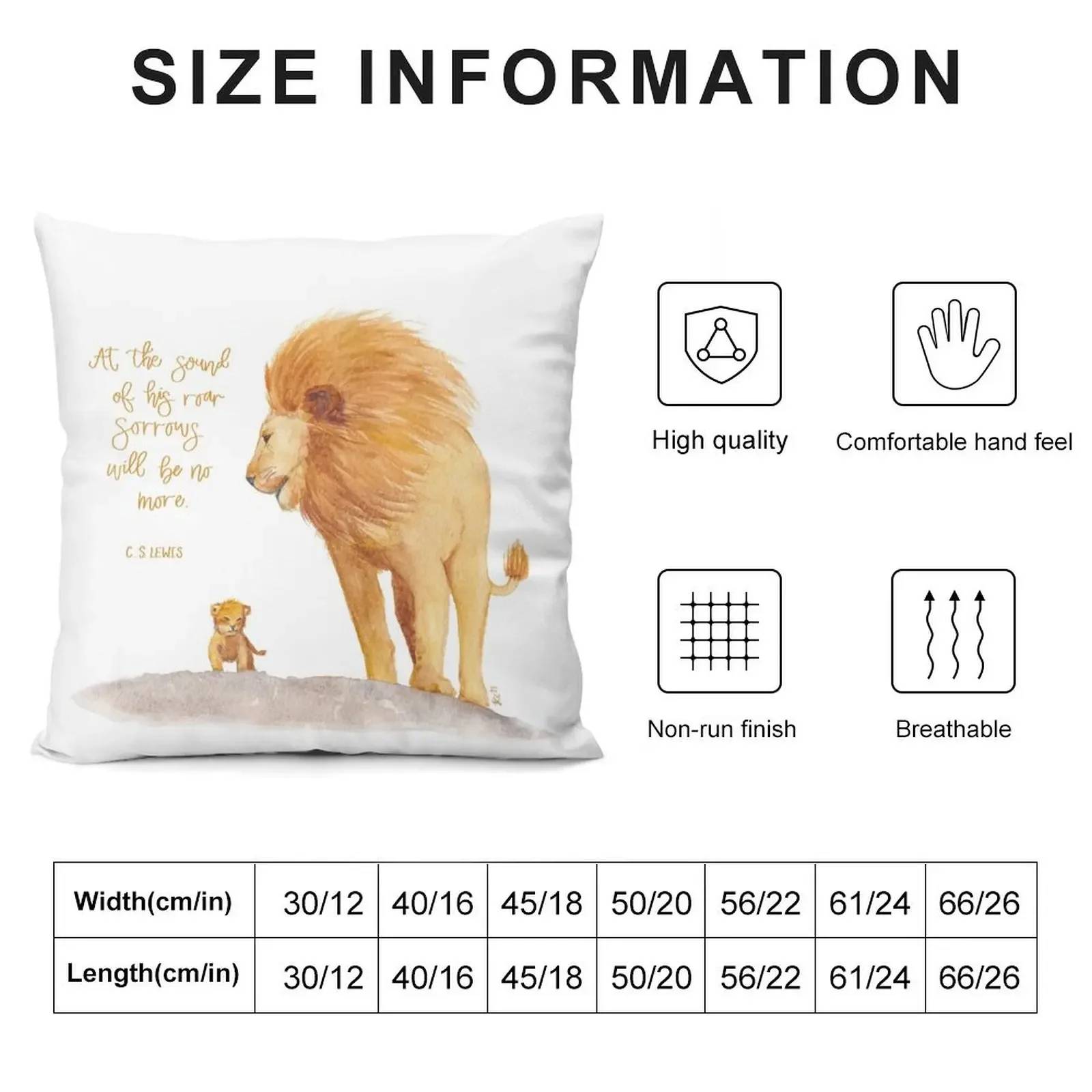 Aslan Narnia Watercolor Lions Throw Pillow Pillowcase Christmas Throw Pillows Covers Decorative Sofa Cushion pillow