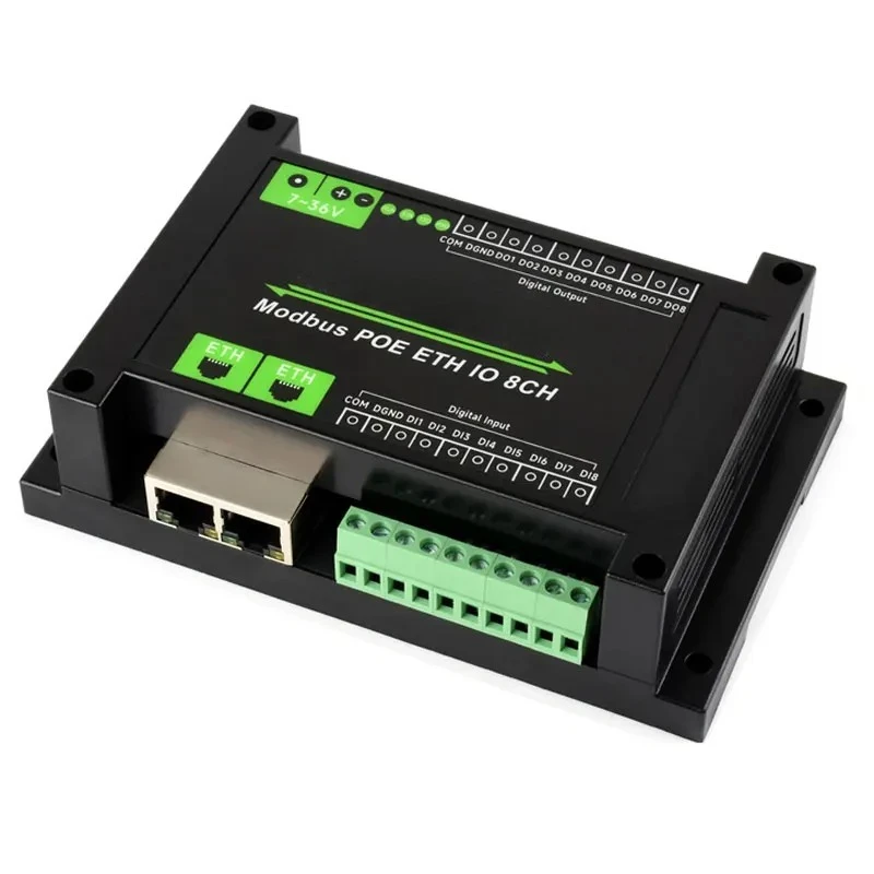 Industrial 8CH Ethernet Relay Module Modbus RTU TCP PoE Power Supply Isolated Control