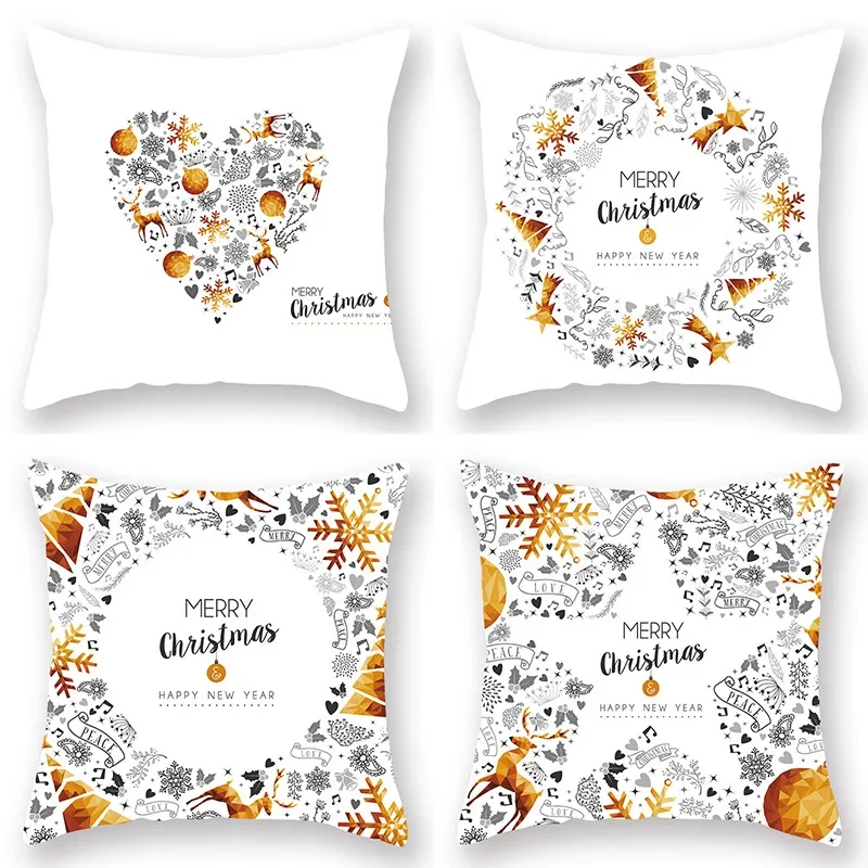 Funda de cojín de navidad dorada, cubierta decorativa para sofá, cama y coche