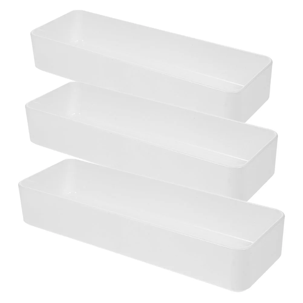 

3 Pcs White Large Drawer Storage Box ganizer Kitchen Adjustable Bins Space Saving Plastic Desk ganizers For Bedroom