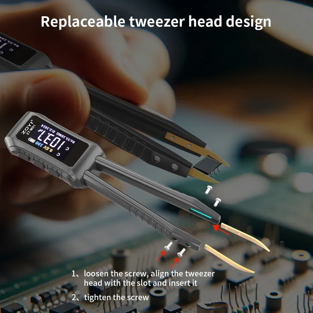 ZOYI ZT-MD1 High Precision Portable Smart Tweezer-Style Digital Multimeter, LCR SMD Tester for Resistors Capacitors Inductors