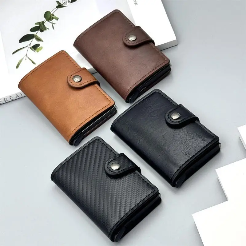 RFID Blocking Credit Card Holder Luxury Slim Metal Smart Wallet for Men Business Travel Anti-Theft Portable Purse