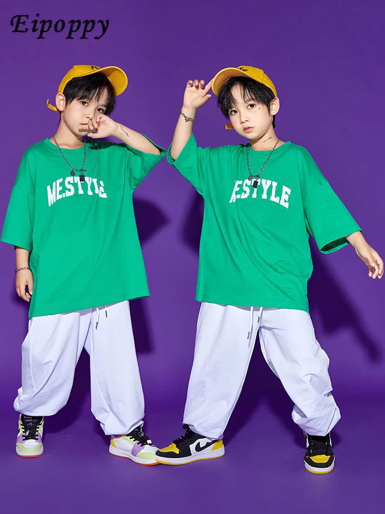 بدلة أطفال فضفاضة بأكمام قصيرة ، ملابس هيب هوب عصرية للأولاد ، وسيم