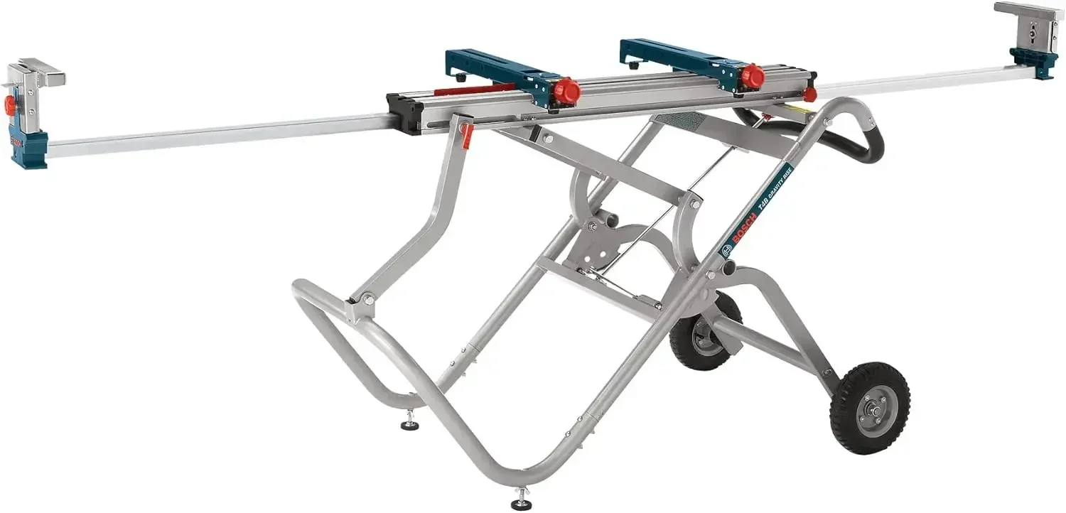 Portable Gravity-Rise Miter Saw Stand with Wheels, 18' Material Capacity