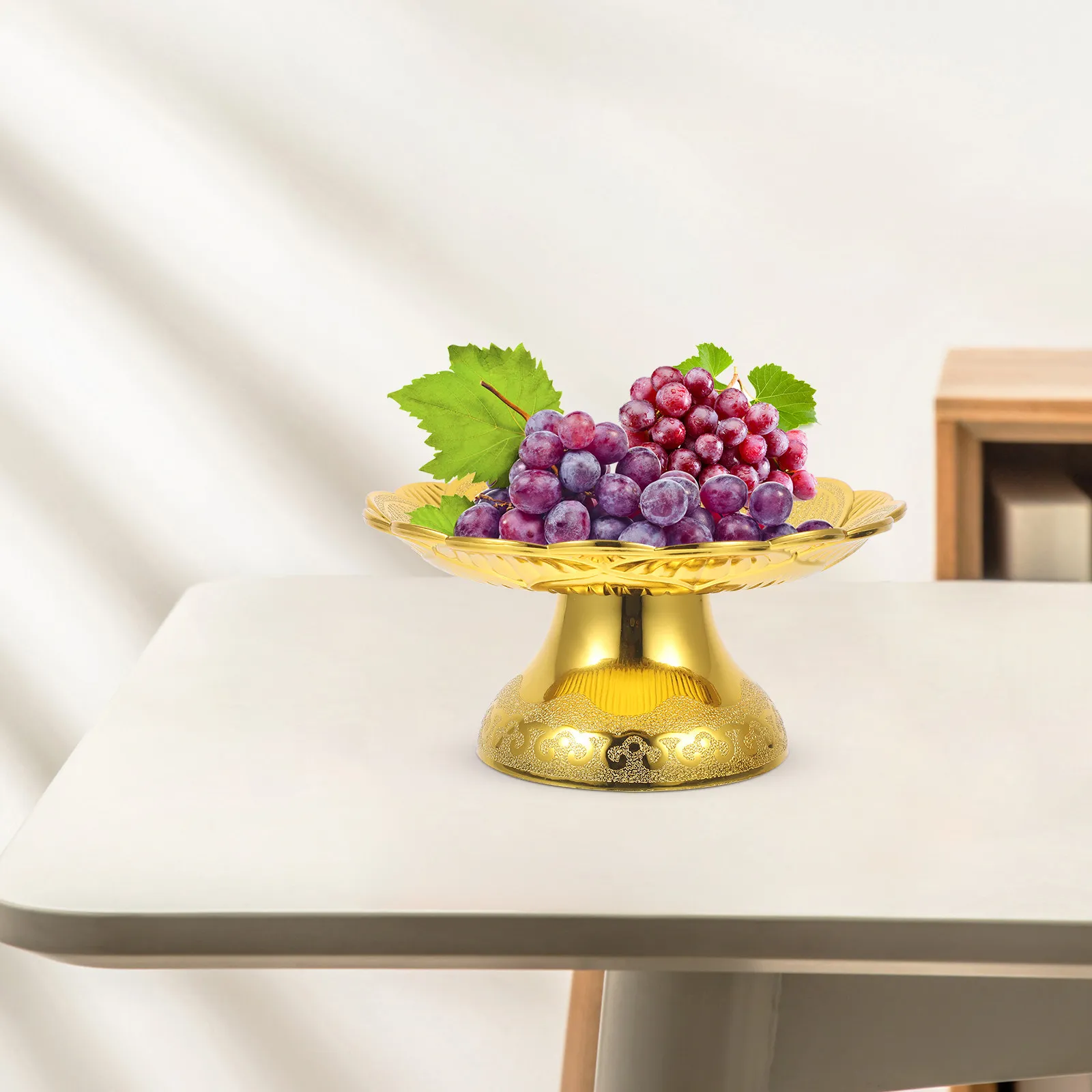 Lotus Offering Plate Raised Edge Fruit Container Smooth Ps Material Long-Lasting Versatile Offering Fruit Tray Buddhist Worship