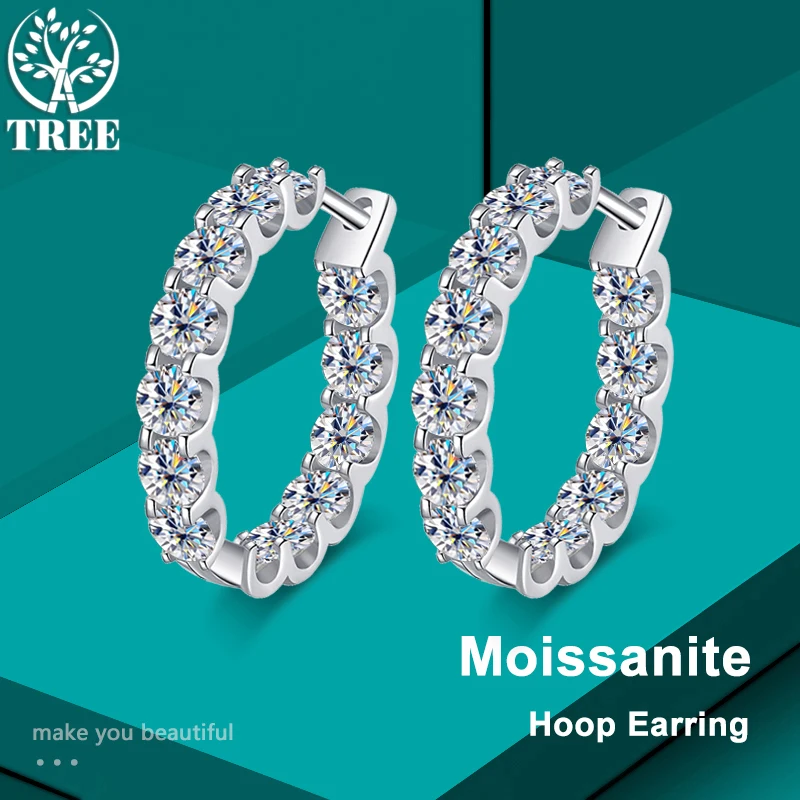 

ALITREE 3mm 0.1ct D Color Moissanite Earring 925 Sterling Sliver Plated White Gold Hoop Earring for Women Wedding Party Jewelry