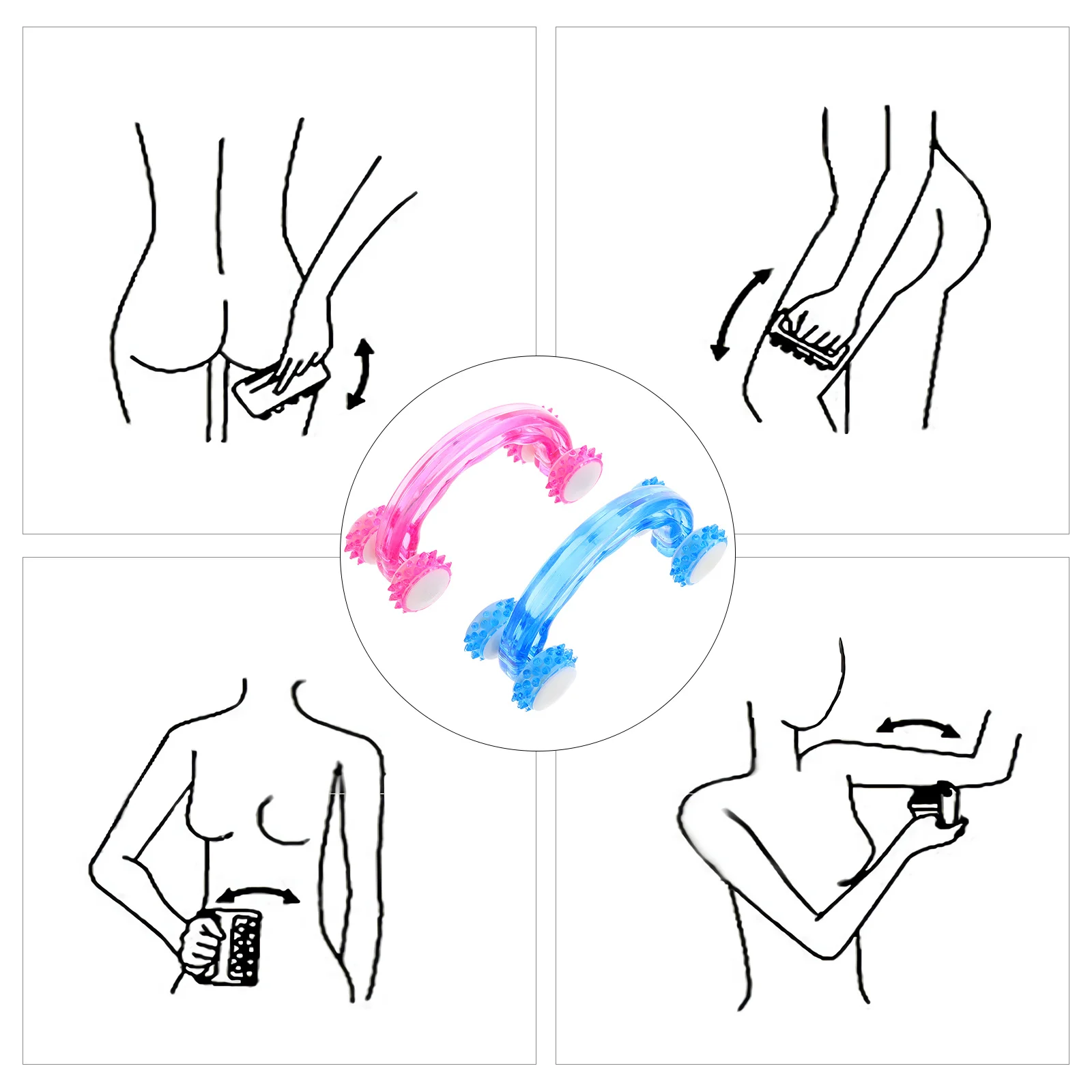 

2Pcs Roller Type Massager for Body Ergonomic Design Manual Muscle Relaxation Tool Portable Pain Relief Health Care Device