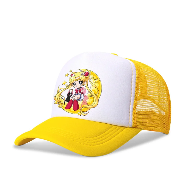 Sailor Moon Cap for Girls Cartoon Printed Summer Baseball Caps Casual Accessories Sunshade Peaked Hat Women Pink Breathable Hats