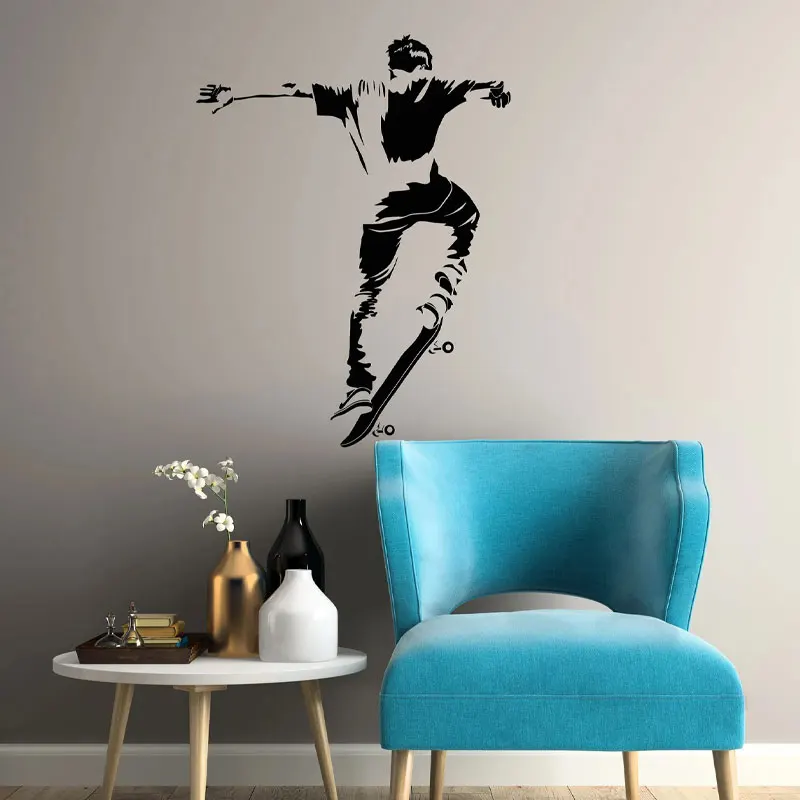 Skateboarder Vinyl Decal Extreme Sports Skateboarding Wall Sticker Boy Bedroom Mural Silhouette Home Decor For Teenager Room