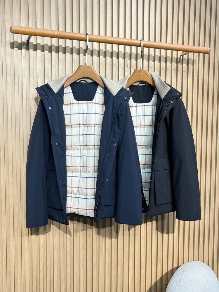 Italien 25aw 90er weiße Gänsedaunen, lässige, winddichte Daunenjacke mit altem Geld