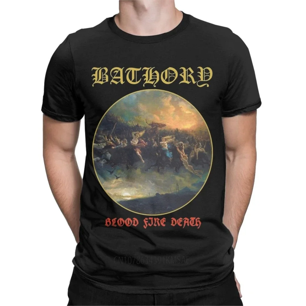 Men Bathory Blood Fire Death T Shirts Music Band Cotton Clothing Vintage Short Sleeve Tee Shirt Plus Size T-Shirt