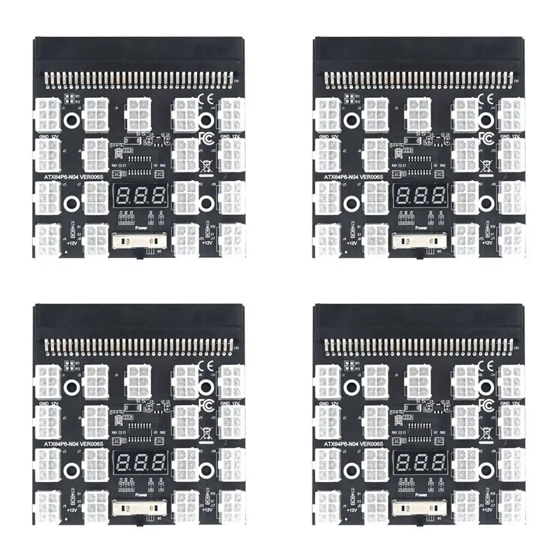 4X Breakout Board 17 Port 6Pin LED Display Power Module Server Card Adapter For HP 1200W 750W PSU GPU Miner Mining BTC-Y18A