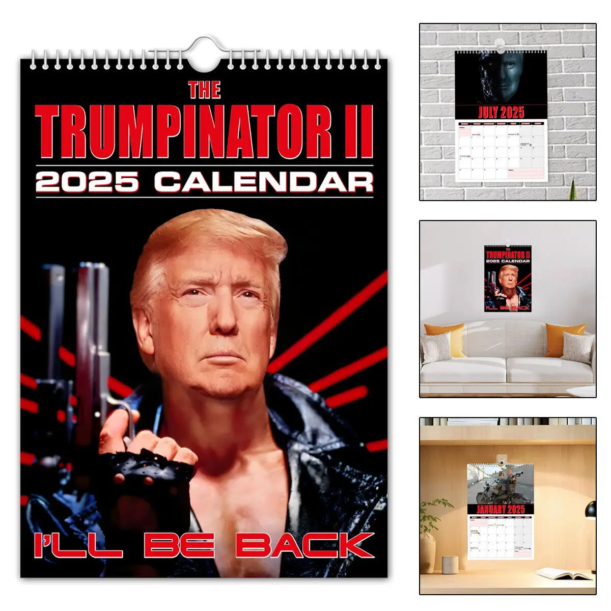 1-2PCS 2025 Calendar-The Trumpinator Wall Calendar For Trump Supportors Gift~