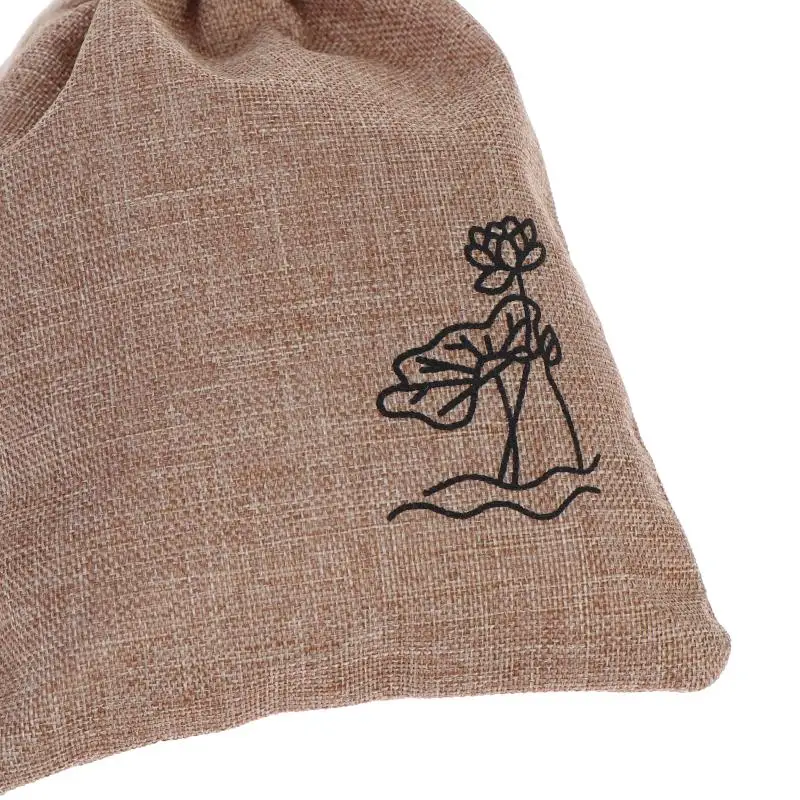 2 Stück Jute-Zugbeutel mit Kordelzug, Baumwolle, Leinen, Lotusmuster, Hochzeitsbeutel, Weihnachtsverpackung, Aufbewahrung von Kristallsteinen, Geschenktüten – Detail 10