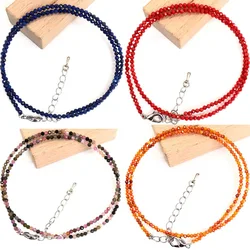 2-3mm Natural Stone Beaded Necklace Handmade Mini Garnet Terahertz agate Energy Healing Female Bracelet for Women Jewelry Gift