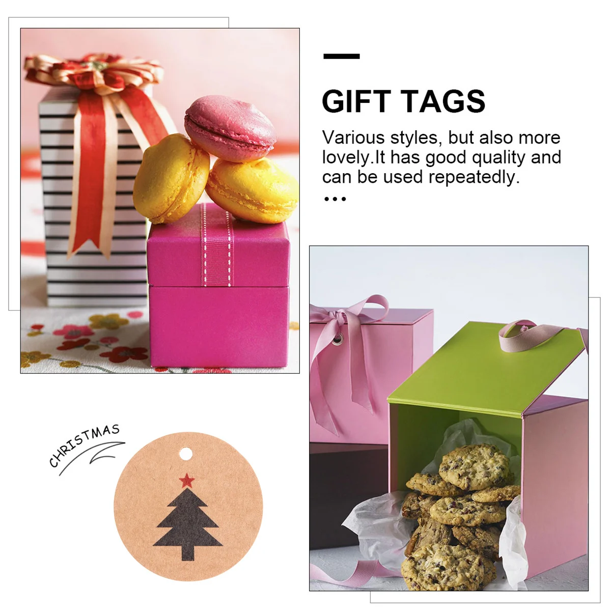 

200Pcs Round Kraft Paper Christmas Gift Tags Hanging Hole Xmas Labels for Holiday Presents and DIY Crafts Christmas Paper Tags